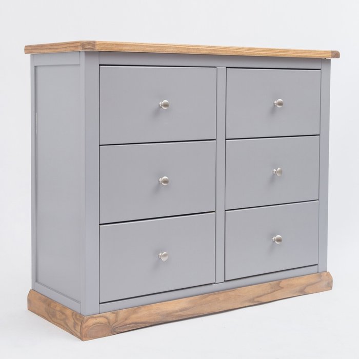The Range | Cabinet Bits Biccari 3 over 3 Drawer Chest - Grey / Chrome Cabinet Bits Biccari 3 over 3 Drawer Chest - Grey / Chrome