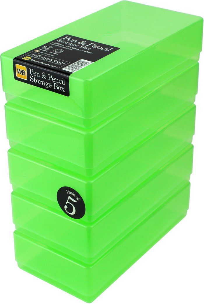 The Range | WestonBoxes Plastic Storage Boxes with Lids for Pens, Pencils and Stationery - Green / 0.8kg WestonBoxes Plastic Storage Boxes with Lids for Pens, Pencils and Stationery - Green / 0.8kg