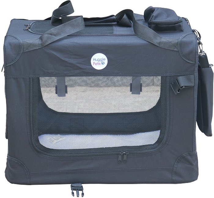 The Range | HugglePets Fabric Crate Foldable Pet Carrier - Black - Black / 44cm HugglePets Fabric Crate Foldable Pet Carrier - Black - Black / 44cm
