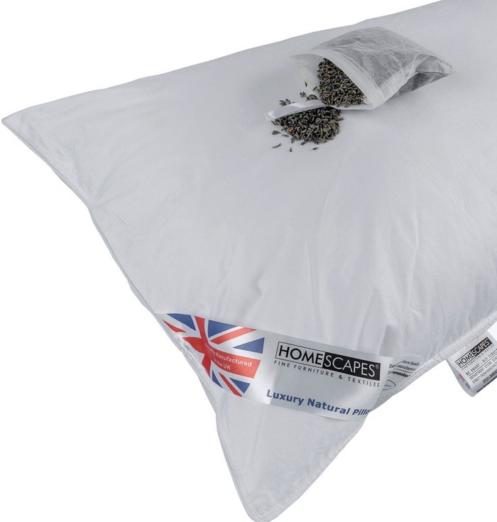 The Range | Homescapes Super Microfibre Lavender Pillow with Dried Lavender - White Homescapes Super Microfibre Lavender Pillow with Dried Lavender - White