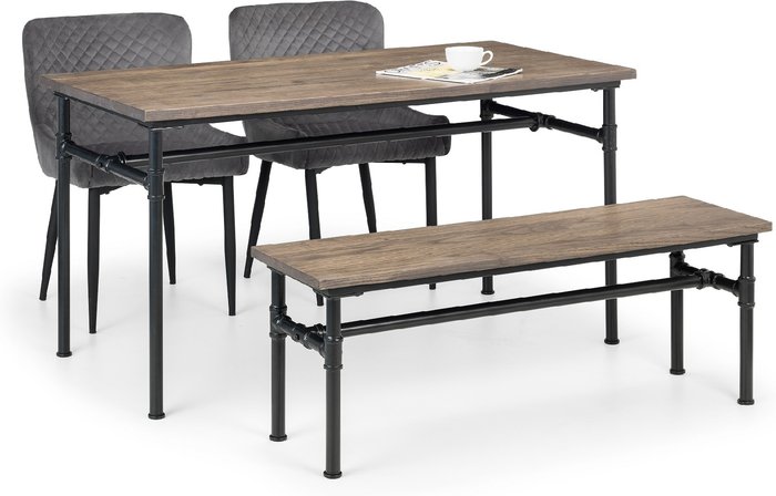 The Range | Julian Bowen Julian Bowen Set of Carnegie Table Bench and 2 Luxe Grey Chairs Julian Bowen Julian Bowen Set of Carnegie Table Bench and 2 Luxe Grey Chairs