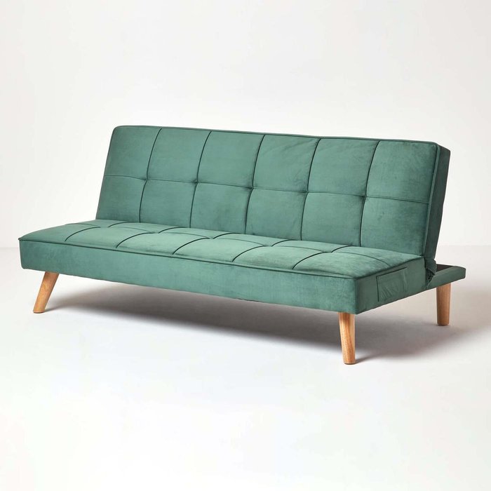 The Range | Homescapes Bower Velvet Large 3 Seater Sofa Bed - Dark Green Homescapes Bower Velvet Large 3 Seater Sofa Bed - Dark Green