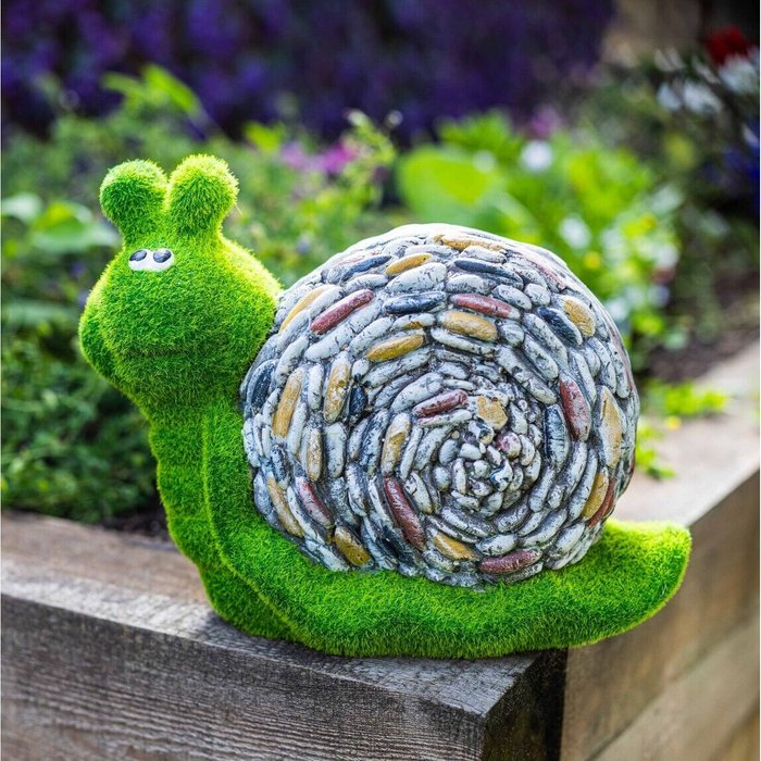 The Range | Garden Mile Flocked Moss Snail Garden Ornament - Green Garden Mile Flocked Moss Snail Garden Ornament - Green