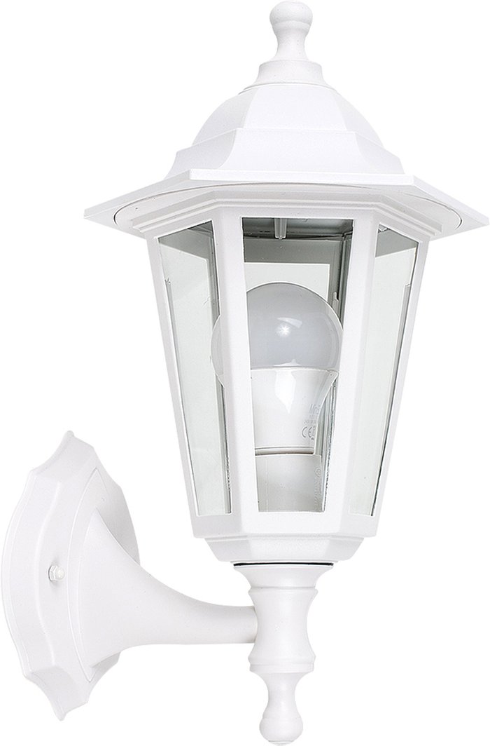 The Range | ValueLights Traditional Style White Outdoor Security IP44 Rated Wall Light Lantern - White ValueLights Traditional Style White Outdoor Security IP44 Rated Wall Light Lantern - White