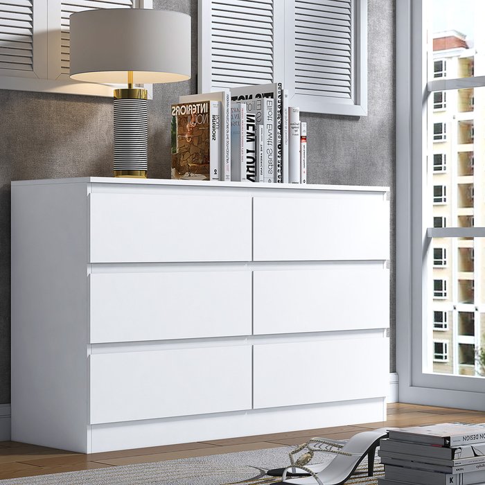 The Range | LUXURY LIFE Carlton 6 Drawer Chest Matt Finish - Matt White LUXURY LIFE Carlton 6 Drawer Chest Matt Finish - Matt White