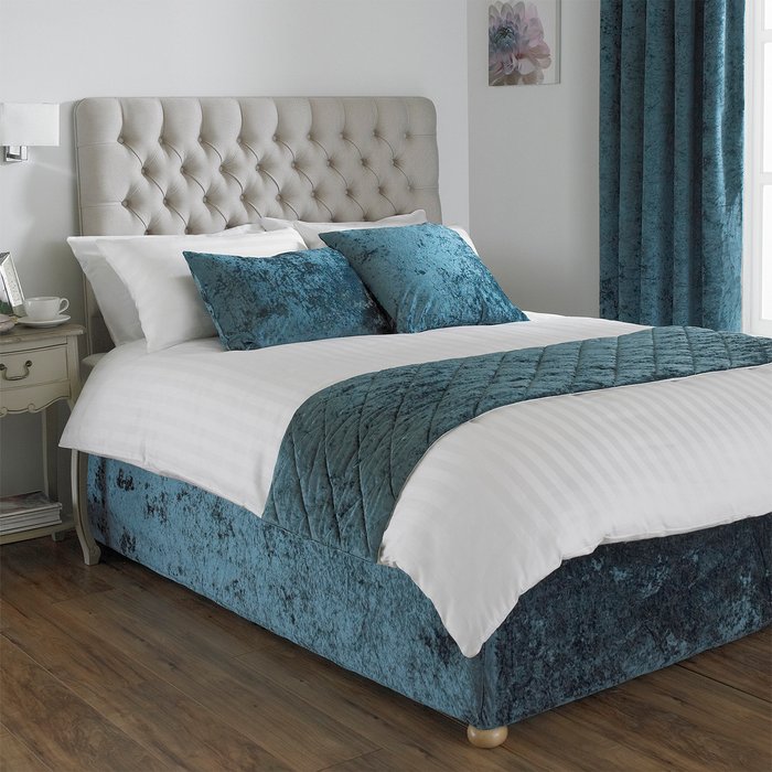 The Range | Paoletti Paoletti Verona Crushed Velvet Bed Runner Polyester Teal Paoletti Paoletti Verona Crushed Velvet Bed Runner Polyester Teal