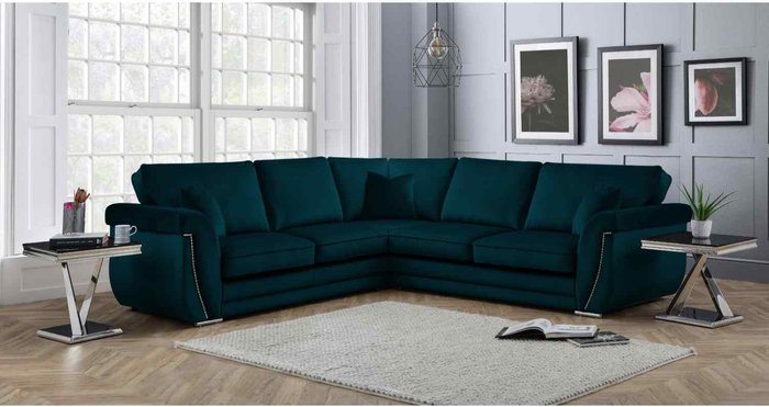 The Range | Simply Eleganza Luca Full Back Large Corner Sofa - Green Simply Eleganza Luca Full Back Large Corner Sofa - Green