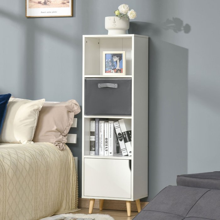 The Range | HOMCOM 3 Tier Bookcase with Doors White Wooden Bookshelf - White,Grey HOMCOM 3 Tier Bookcase with Doors White Wooden Bookshelf - White,Grey