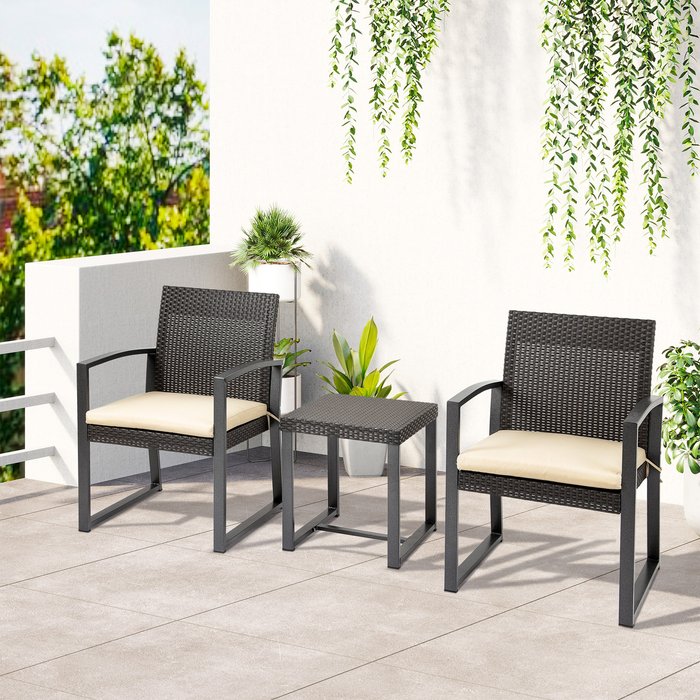 The Range | Outsunny Outdoor PP Rattan Style Garden Bistro Set - Brown Outsunny Outdoor PP Rattan Style Garden Bistro Set - Brown