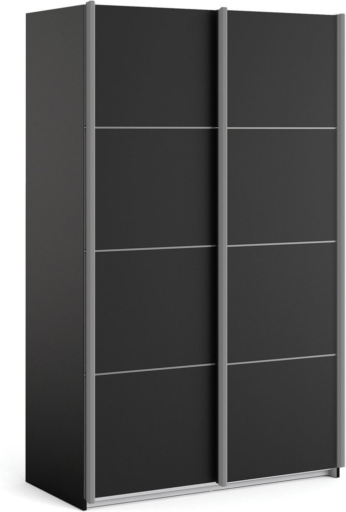 The Range | Verona Verona Sliding Wardrobe 120Cm In Black Matt With Black Matt Doors With 5 Shelves Verona Verona Sliding Wardrobe 120Cm In Black Matt With Black Matt Doors With 5 Shelves