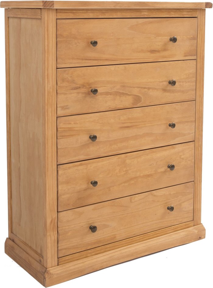 The Range | Cabinet Bits Lucca 5 Drawer Chest - Brown / Brass / Knob Cabinet Bits Lucca 5 Drawer Chest - Brown / Brass / Knob