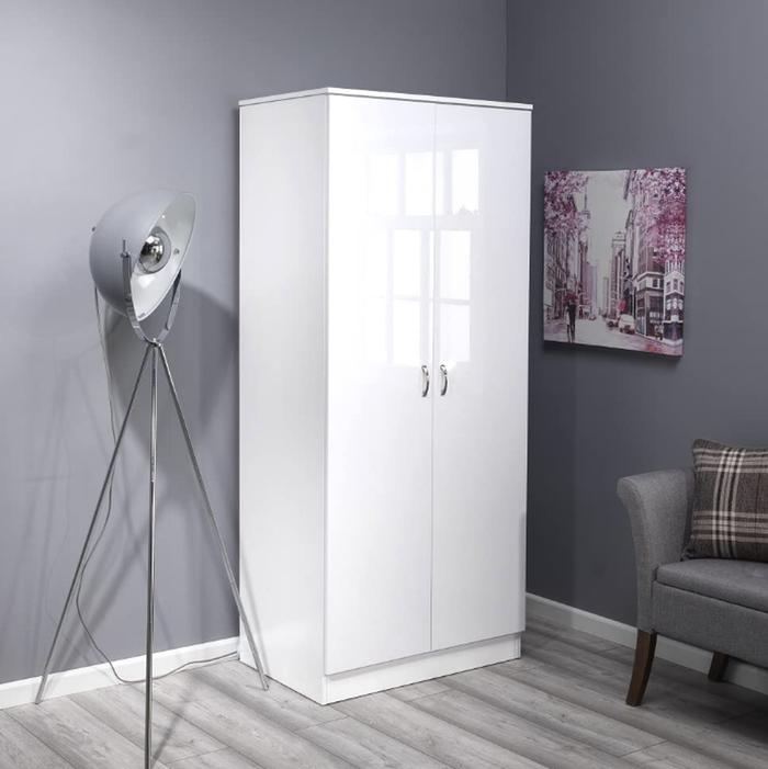 The Range | FWStyle 2 Door High White Gloss Bedroom Wardrobe Modern Storage Furniture - white Gloss FWStyle 2 Door High White Gloss Bedroom Wardrobe Modern Storage Furniture - white Gloss