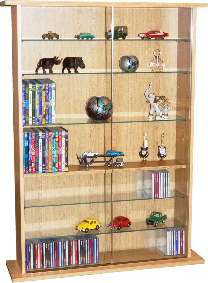 The Range | Techstyle Techstyle Boston Glass Collectable Display Cabinet / 600 Cd / 255 Dvd Storage Shelves Beech Techstyle Techstyle Boston Glass Collectable Display Cabinet / 600 Cd / 255 Dvd Storage Shelves Beech