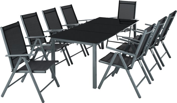 The Range | TECTAKE 81 Garden Table and Chairs Furniture Set - Dark Grey TECTAKE 81 Garden Table and Chairs Furniture Set - Dark Grey