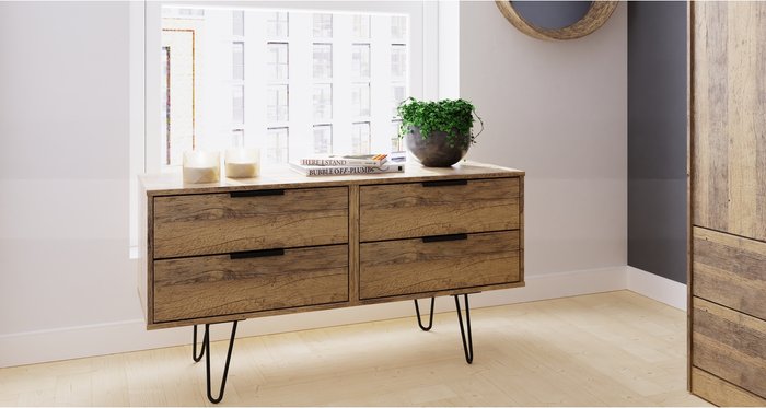 The Range | Hong Kong Ready Assembled 4 Drawer Bed Box - Vintage Oak Hong Kong Ready Assembled 4 Drawer Bed Box - Vintage Oak