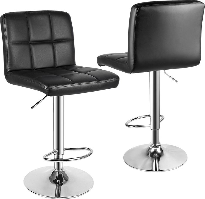 The Range | Bigzzia 2PCS PU Swivel Counter Chairs Cube Bar Stools - Black Bigzzia 2PCS PU Swivel Counter Chairs Cube Bar Stools - Black