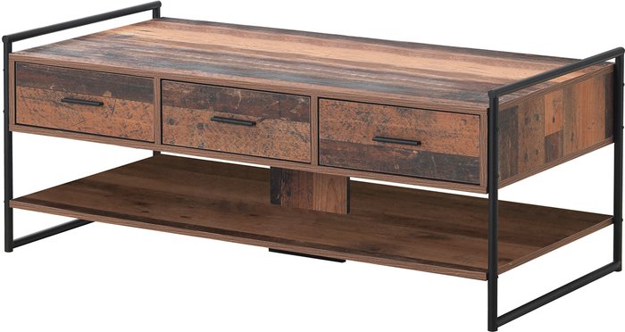 The Range | Abbey Coffee Table With 3 Drawers Rustic Industrial Oak Effect Abbey Coffee Table With 3 Drawers Rustic Industrial Oak Effect