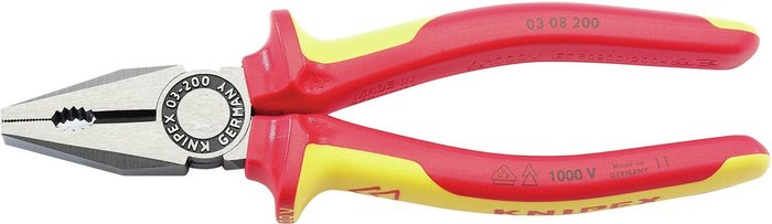 The Range | Knipex Knipex VDE Combination Pliers - Red/Yellow / 20cm Knipex Knipex VDE Combination Pliers - Red/Yellow / 20cm