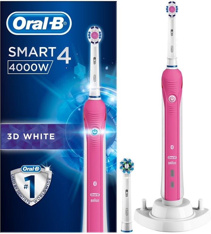 The Range | Oral B Oral B Oral-B SmartSeries 4 Rechargeable 3DWhite 4000W Electric Toothbrush - Pink Oral B Oral B Oral-B SmartSeries 4 Rechargeable 3DWhite 4000W Electric Toothbrush - Pink