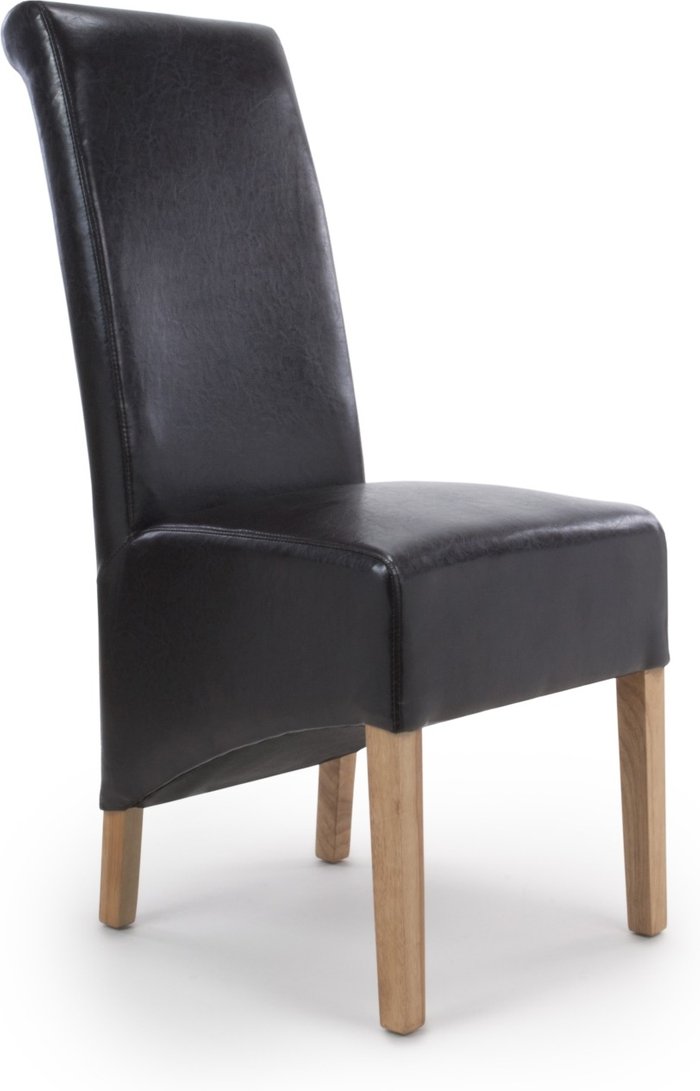 The Range | Shankar 2 x Shankar Krista Roll Back Bonded Leather Brown Dining Chairs Shankar 2 x Shankar Krista Roll Back Bonded Leather Brown Dining Chairs