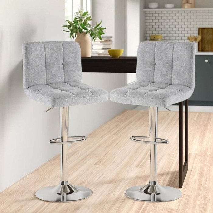 The Range | Neo Neo Fabric Cuban Swivel Bar Stools Set of 2 - Grey Neo Neo Fabric Cuban Swivel Bar Stools Set of 2 - Grey