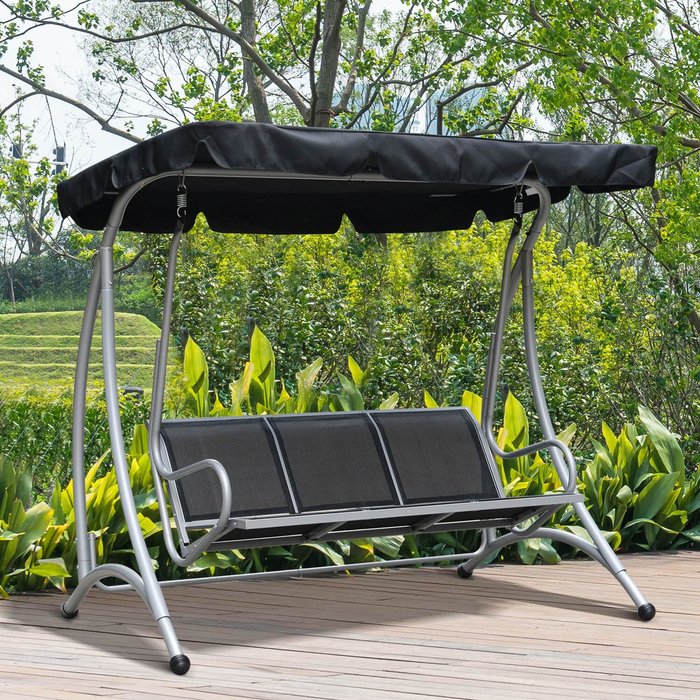 The Range | Outsunny Garden Swing 3 Seater Hammock - Black Outsunny Garden Swing 3 Seater Hammock - Black