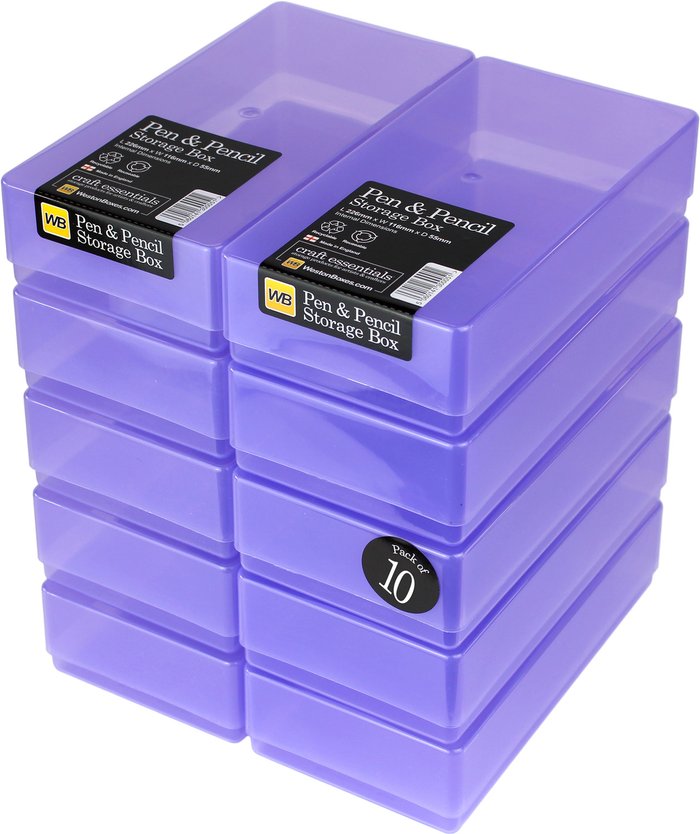 The Range | WestonBoxes Plastic Storage Boxes with Lids for Pens, Pencils and Stationery - Purple / 1.5kg WestonBoxes Plastic Storage Boxes with Lids for Pens, Pencils and Stationery - Purple / 1.5kg