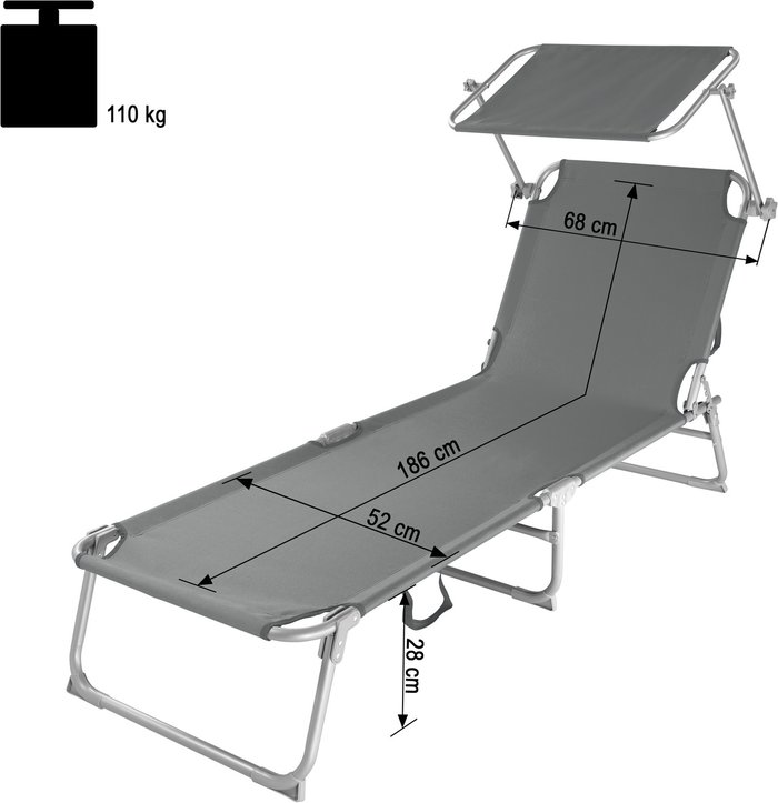 The Range | TECTAKE Tectake Sun Lounger With Sun Shade Grey TECTAKE Tectake Sun Lounger With Sun Shade Grey