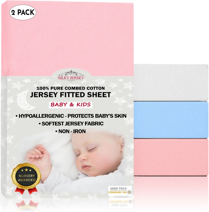 The Range | Silky Jersey 70x140 cm Silky Jersey Baby Cot Crib Bed Fitted Sheets - Pink Silky Jersey 70x140 cm Silky Jersey Baby Cot Crib Bed Fitted Sheets - Pink