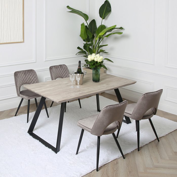 The Range | Dorchester Dining Table Set - Grey / 62kg Dorchester Dining Table Set - Grey / 62kg