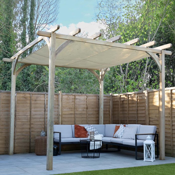 The Range | Forest Garden Ultima Pergola with Canopy Kit - Cream / 2.8m Forest Garden Ultima Pergola with Canopy Kit - Cream / 2.8m