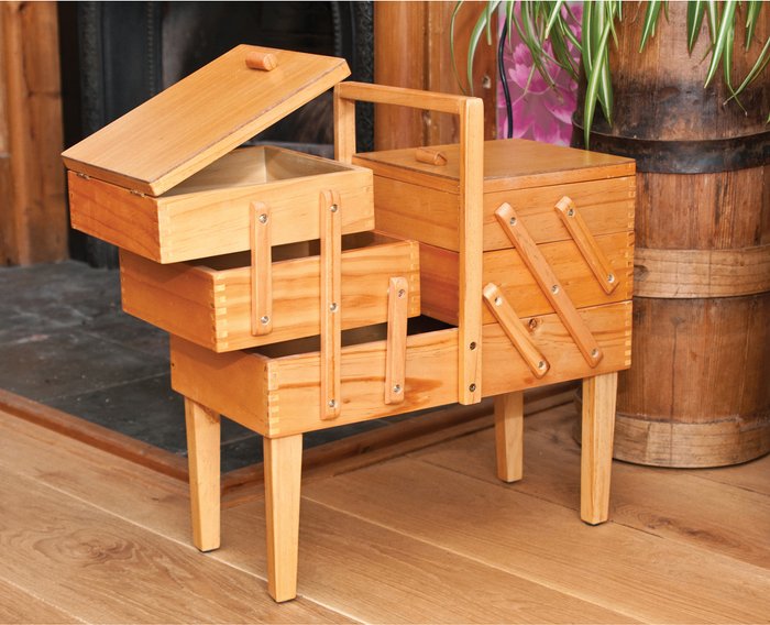 The Range | HobbyGift Sewing Box Cantilever Wood 3-Tier with Legs - Light wood Colour HobbyGift Sewing Box Cantilever Wood 3-Tier with Legs - Light wood Colour
