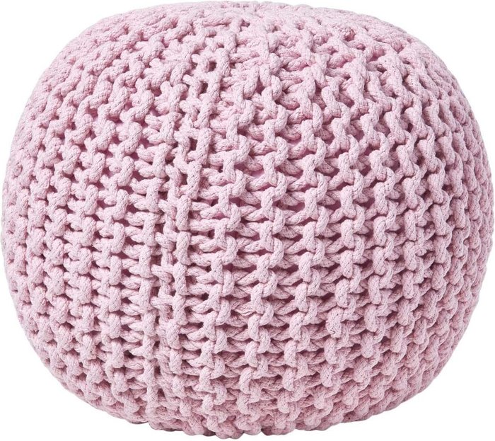 The Range | Homescapes Round Cotton Knitted Pouffe - Pastel Pink / 40cm Homescapes Round Cotton Knitted Pouffe - Pastel Pink / 40cm