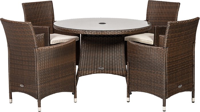 The Range | Royalcraft Royalcraft Nevada 4 Seater KD Round Dining Set - Brown Royalcraft Royalcraft Nevada 4 Seater KD Round Dining Set - Brown