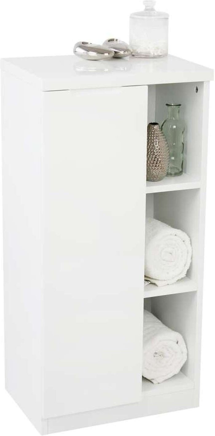 The Range | High Gloss Console Cabinet with Open Shelves in White - White High Gloss Console Cabinet with Open Shelves in White - White