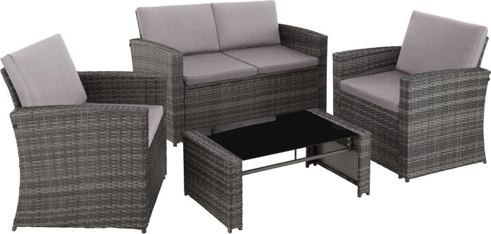 The Range | TECTAKE Tectake Rattan Garden Furniture Lounge Lucca - Dark Grey TECTAKE Tectake Rattan Garden Furniture Lounge Lucca - Dark Grey