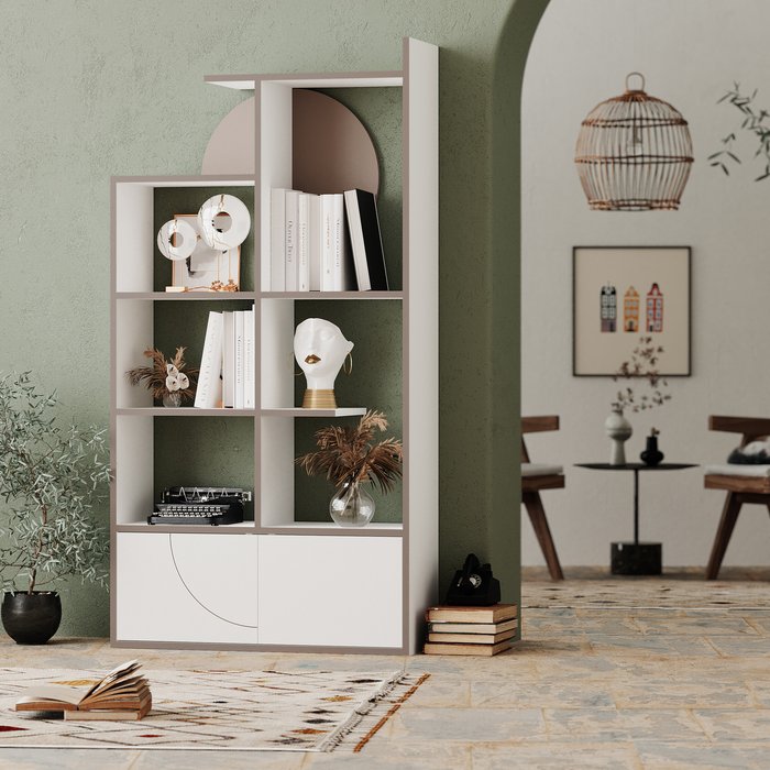 The Range | Decortie Half Modern Bookcase Display Unit - Mocha Grey Decortie Half Modern Bookcase Display Unit - Mocha Grey