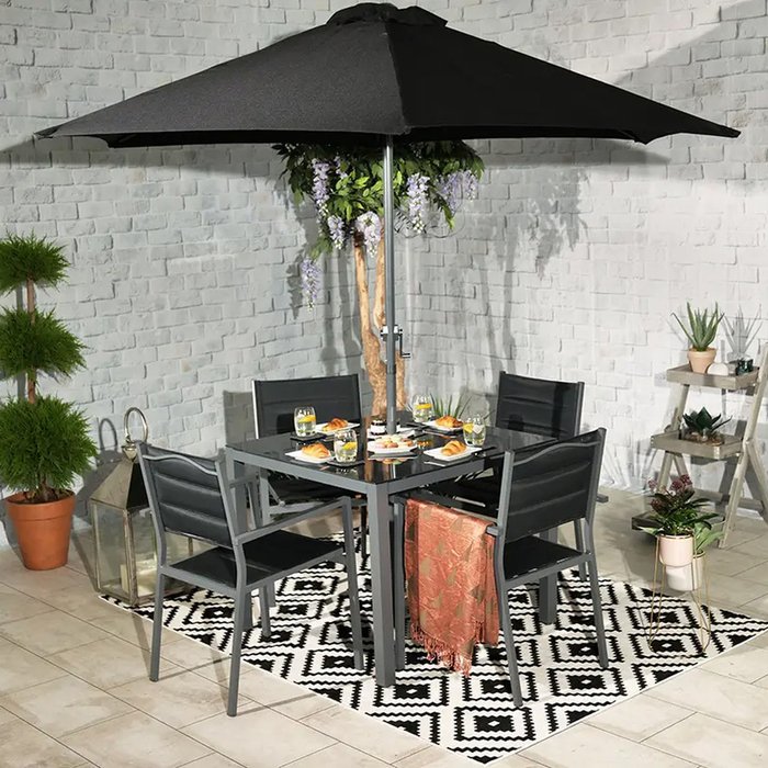 The Range | Royalcraft Royalcraft Sorrento 4 Seater Dining Set Including Parasol Royalcraft Royalcraft Sorrento 4 Seater Dining Set Including Parasol