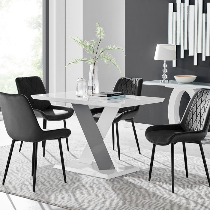 The Range | FurnitureboxUK Monza White High Gloss Dining Table 4 Pesaro Black Leg Chairs - Black FurnitureboxUK Monza White High Gloss Dining Table 4 Pesaro Black Leg Chairs - Black