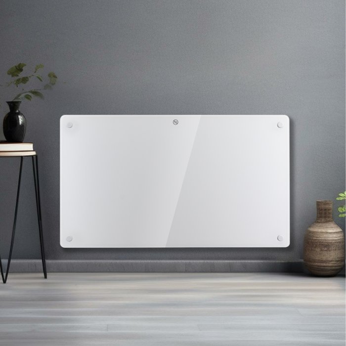 The Range | Futura Electric Glass Panel Heater 1500W Wall Mounted or Freestanding - White Futura Electric Glass Panel Heater 1500W Wall Mounted or Freestanding - White