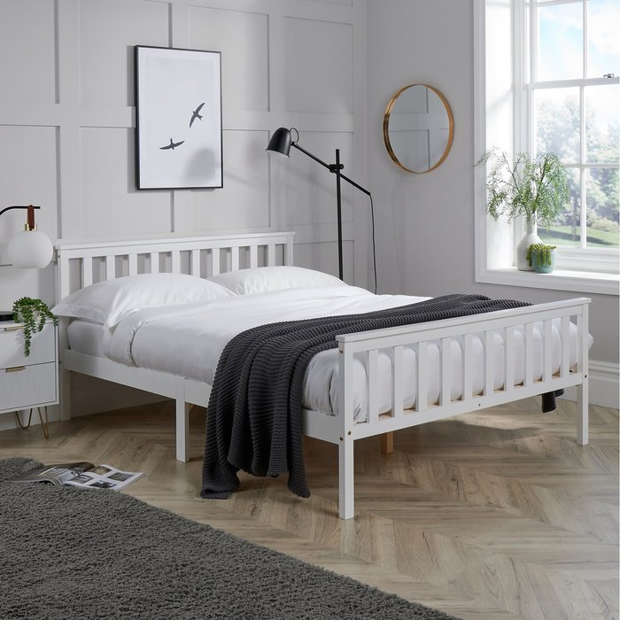 The Range | Home Source Florida Slatted Wooden Bed Frame - White Home Source Florida Slatted Wooden Bed Frame - White