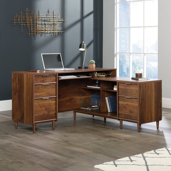 The Range | TEKNIK TEKNIK Clifton Place L-shaped Desk - Grand Walnut TEKNIK TEKNIK Clifton Place L-shaped Desk - Grand Walnut