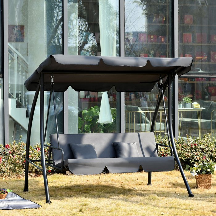 The Range | Outsunny 3 Seater Garden Hammock Bed - Deep Grey Outsunny 3 Seater Garden Hammock Bed - Deep Grey