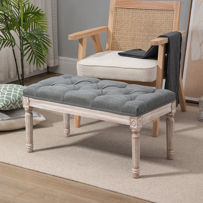 The Range | HOMCOM Tufted Upholstered Accent Bench - Grey HOMCOM Tufted Upholstered Accent Bench - Grey