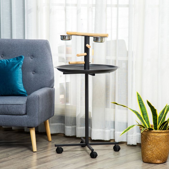 The Range | PawHut Bird Play Stand Portable Feeder Station with Four Wheels - Grey PawHut Bird Play Stand Portable Feeder Station with Four Wheels - Grey