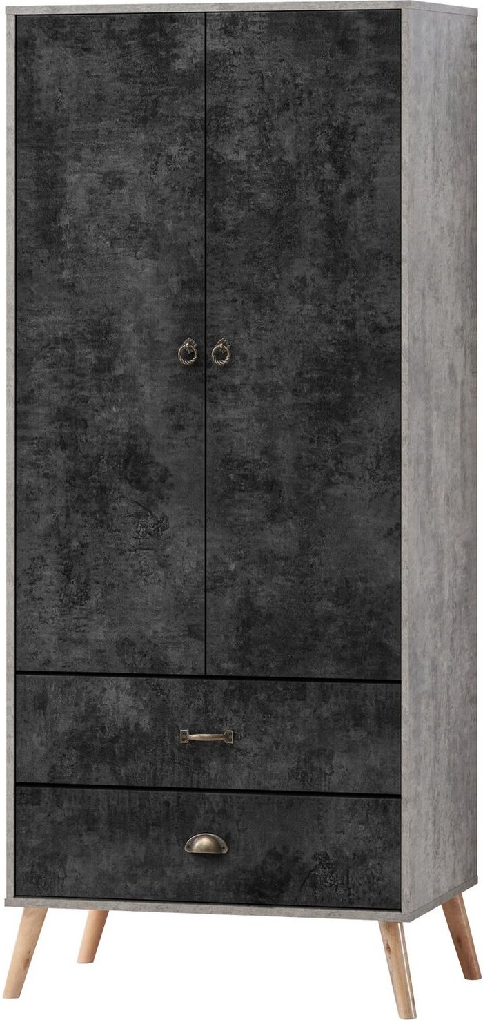 The Range | Seconique Nordic 2 Door 2 Drawer Wardrobe - Concrete, Charcoal Seconique Nordic 2 Door 2 Drawer Wardrobe - Concrete, Charcoal