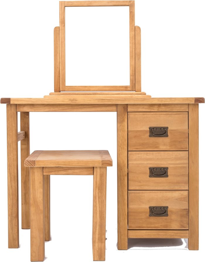 The Range | Cabinet Bits Lugo 3 Drawer Dressing Table Set - Brown / Brass Drop Cabinet Bits Lugo 3 Drawer Dressing Table Set - Brown / Brass Drop