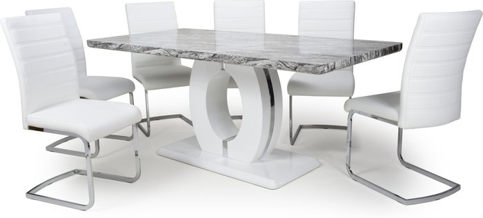 The Range | Shankar Shankar Neptune Large Dining Table & 6 Callisto White Dining Chairs Set Shankar Shankar Neptune Large Dining Table & 6 Callisto White Dining Chairs Set
