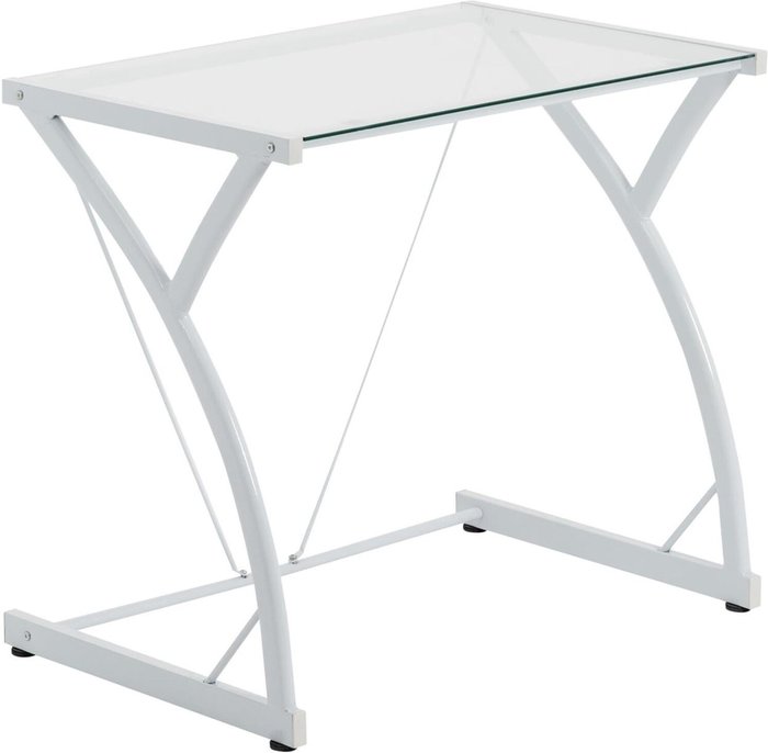 The Range | Harbour Housewares Glass Top Computer Study Desk - White Harbour Housewares Glass Top Computer Study Desk - White