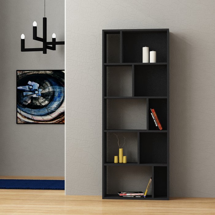 The Range | Decortie Onda Modern Bookcase Display Unit - Anthracite Grey Decortie Onda Modern Bookcase Display Unit - Anthracite Grey
